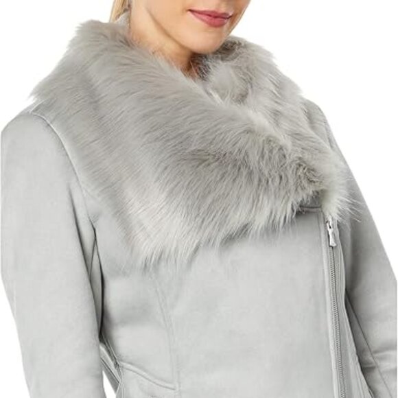 NWT Calvin Klein Asymmetrical Faux Shearling Grey LG (US 12-14)